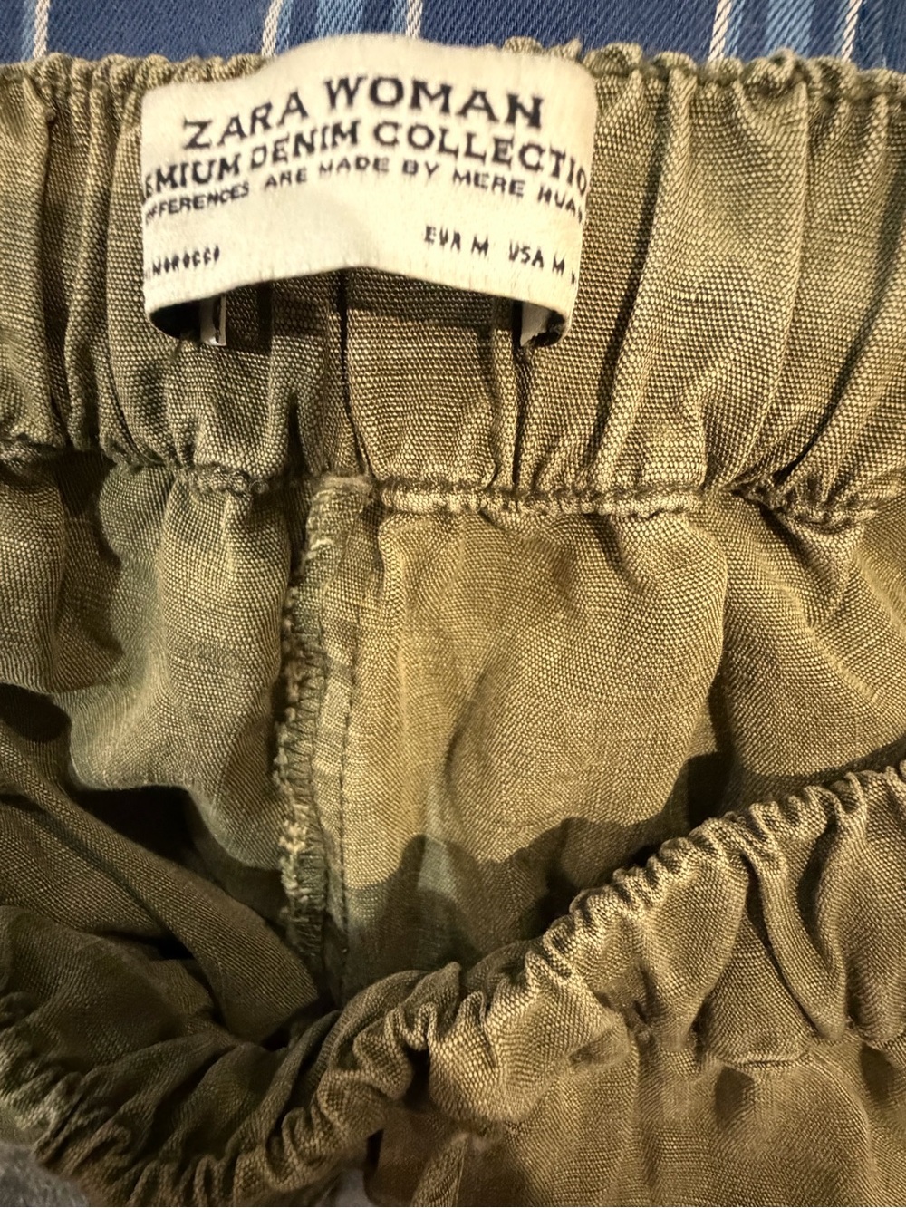 Zara Olive Drawstring Cargo Pants with Zip Pockets - Picture 3 of 4